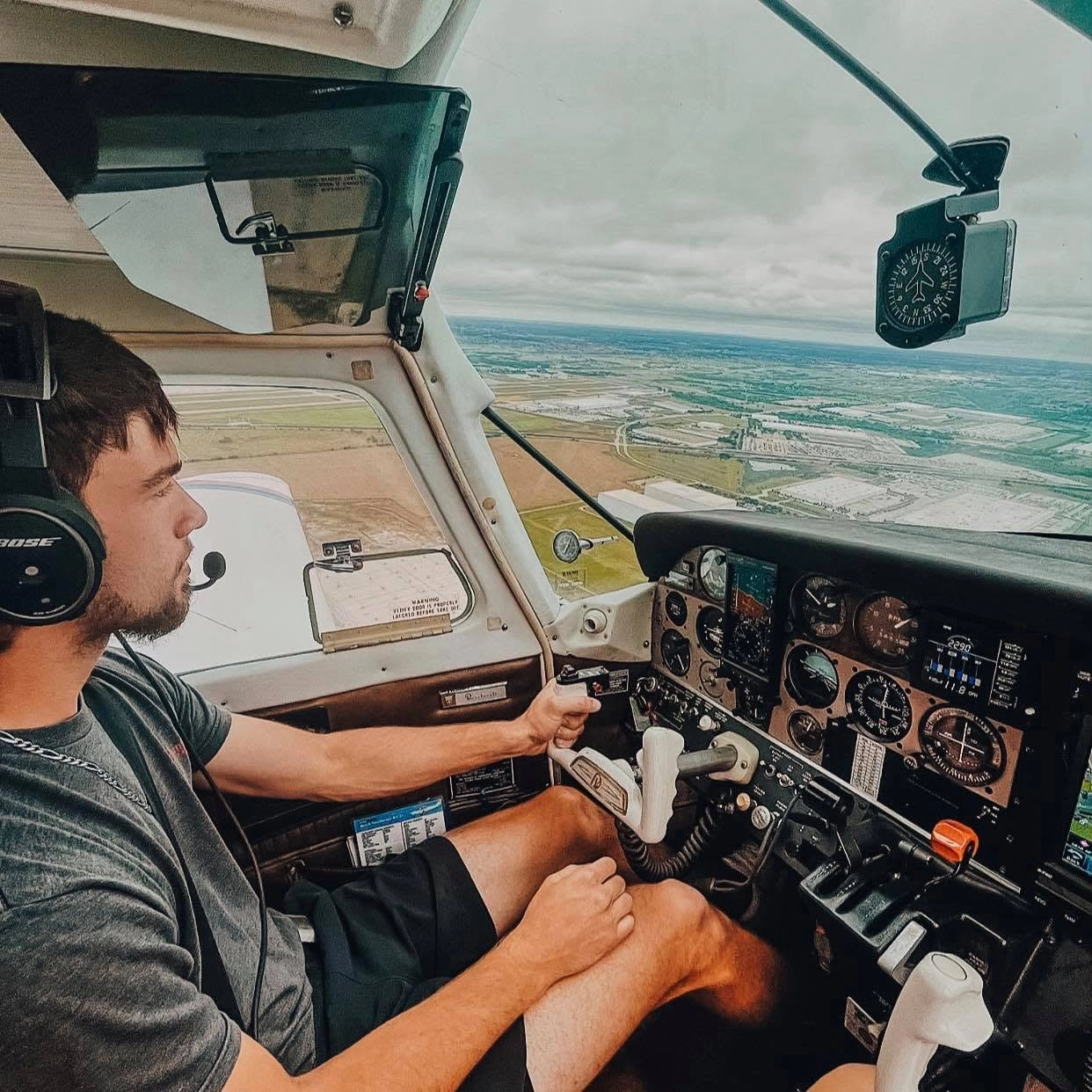 Pilot using a tablet for flight planning and instrument proficiency